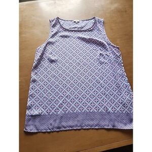 Talbots Top Women Size L Purple Pink‎ Floral Sleeveless Flowy Blouse Tank Casual